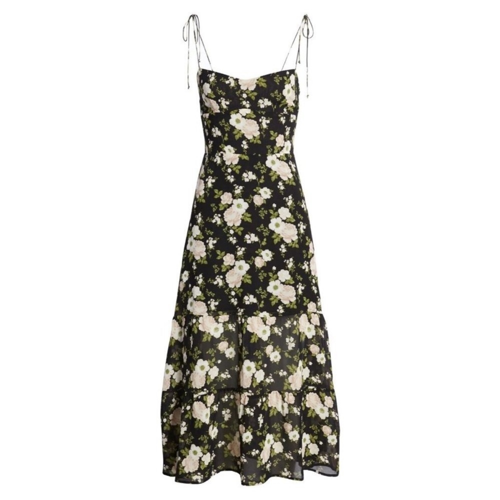 Reformation Emmie Midi in Elizabeth
Floral Tie Straps Georgette Dress 0. NWOT